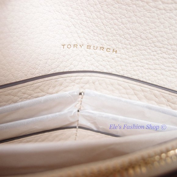 NWT Tory Burch Kira Chevron Leather Wallet On a Chain WOC New Cream AUTHENTIC - Picture 15 of 16